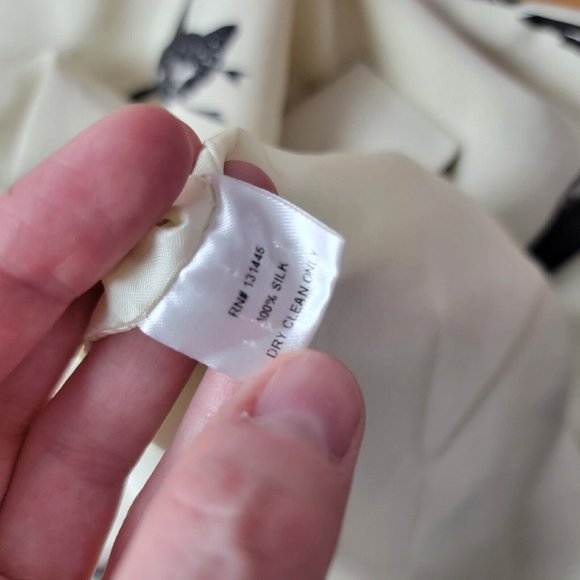 WHIT Printed Silk Shift Twist Front Bird Quirky White Dress Women Size 6 - Picture 4 of 8